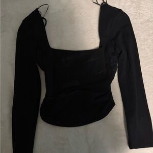 Zara Black Asymmetrical Cut Out Bodysuit